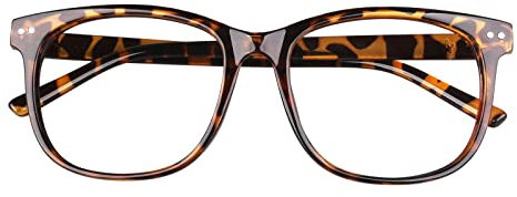 GQUEEN Hornbrille Brille Ohne Stärke Fake Brille Nerdbrille Damen Herren Großer Rahmen UV400,PE1