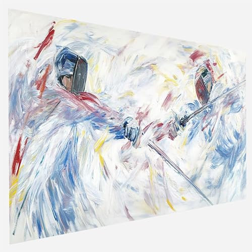 Malen Nach Zahlen Fechten, Malen Nach Zahlen Erwachsene, Malen Nach Zahlen Kinder Abstrakt, Bastelset Erwachsene, Paint by Numbers öLgemäLde für, Geschenk füR MäDchen 30x60cm (Ohne Rahmen) 1-1-V