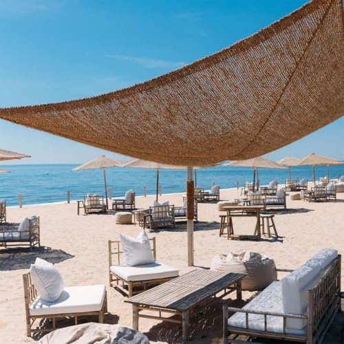 Tenda parasole Coco – Tenda da sole in cocco – Protezione solare ecologica – Diverse misure e forme rettangolo – Terrazza, Giardino, Pergola (Sable, 2x3m, Rettangolare)