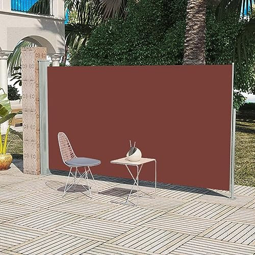 Tidyard Auvent latéral rétractable de Patio 160 x 300 cm Marron Protection de l'intimité et Vent, Paravent Store latéral, Abri Solaire Extensible Brise Vue pour Extérieur, Balcon, Terrasse