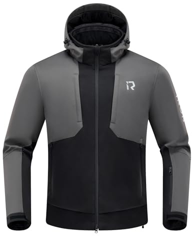 RIDEIRON Giacca Moto Uomo,Giacca Moto inverno con protezioni CE su spalle e gomiti,fodera rimovibile per proteggere dal freddo e dal vento per tutte le stagioni Nero,XXL
