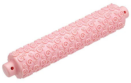 KitchenCraft Sweetly Does It Fondant Rolling Pin with Embossed Textured Swirl Pattern, Pink, 27 cm