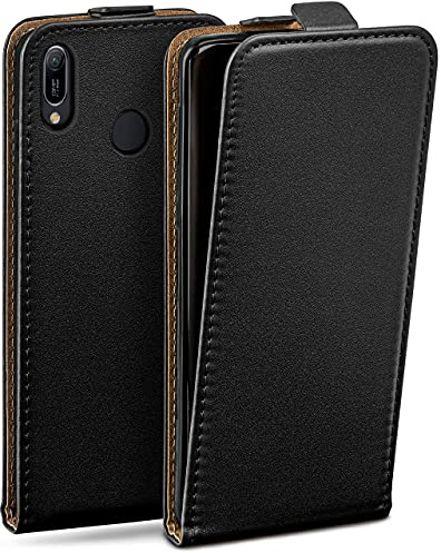 moex Flip Case für Huawei Y6 (2019) Hülle klappbar mit 360 Grad Schutz, Handyhülle mit Displayschutz, PU Leder Handytasche Lederhülle, Flip Case Cover Klapphülle, Schwarz