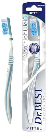 Dr.BEST Natürlich Weiß Zahnbürste, Mittel (1 Stück), Für natürlich weiße Zähne. Schonend zum Zahnschmelz