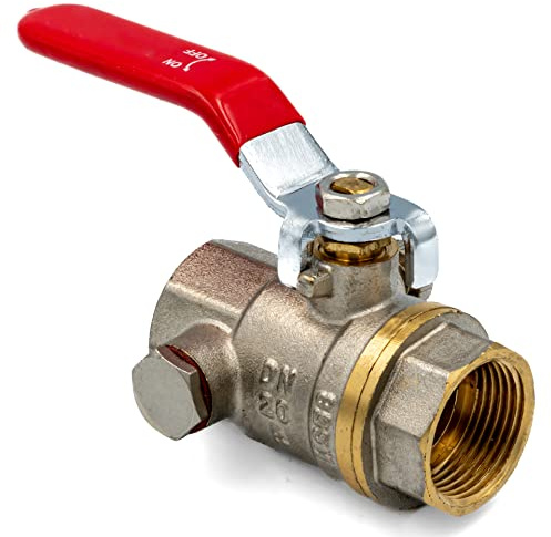 Kugelhahn mit Hebelgriff mit Entleerung Messing vernickelt Innengewinde - Innengewinde (3/4 Zoll)