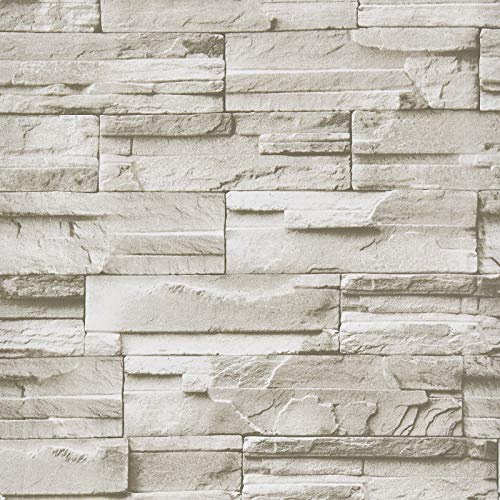 WENMER Papel tapiz de piedra beige para despegar y pegar de 17.7 x 78.7 pulgadas, papel tapiz de ladrillo sintético de ladrillo, papel tapiz autoadhesivo extraíble, papel de pared de piedra