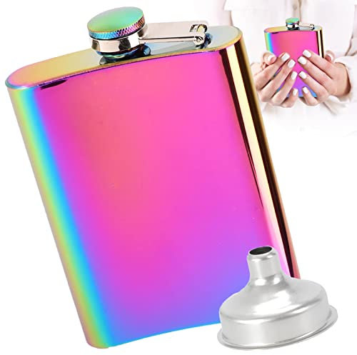 6 Oz Fiaschetta con Imbuto, 170 ML Mini Fiaschetta Portatile, Fiaschetta Acciaio, Iridescente Fiaschetta in Acciaio Inox Fiaschetta per Whisky, Liquori, Escursione, Viaggio