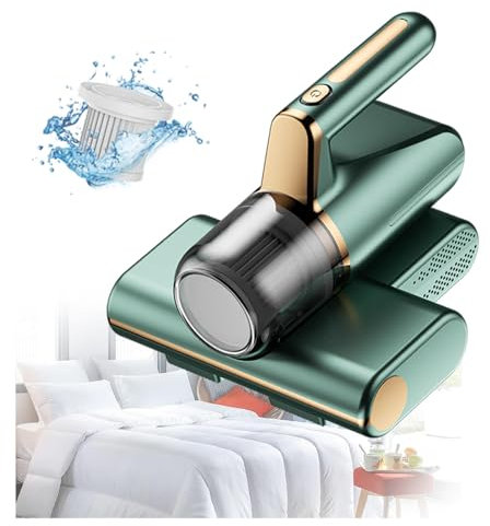 Delyx Aspirateur à Main sans Fil, éLimine 99,9% des BactéRies, AllergèNes, Acariens Anti Acariens Literie avec LumièRe UV Et Vibration Aspirateur pour Matelas pour Le Nettoyage,Green