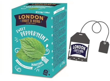 London Fruit® | Infusión de Menta y Regaliz Sin Cafeína | Té de Hierbas Digestivo Refrescante de Menta - 20 Sobres (30 Gr)