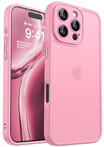 CANSHN Funda para iPhone 16 Pro(6.3 Pulgadas), [Protección Total de La Cámara] Carcasa Fondo Mate Translúcido,Rosa
