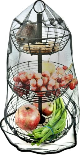 Auroni Filet de protection contre les insectes pour étagères à 3 étages, protection des fruits, contre les insectes – plus de mouches sur les fruits – sans présentoir – Protection contre les mouches,