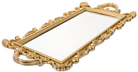 VOSAREA Exquisites Spiegeltablett in Retro-stil Schmuckaufbewahrung Praktischer Desktop-organizer Nordische Wohnkultur