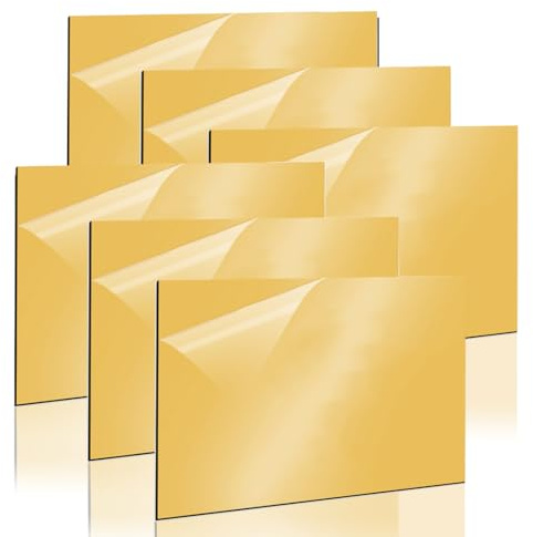 Gohytal Plaque Acrylique pour Gravure Laser - 30 x 20 cm - Lot de 6 Plaques en Plastique ABS, Plaque de Gravure Laser de 1,3 mm Pour Gravure, Peinture,Bricolage,Découpage,Décoration d'intérieur (Doré)