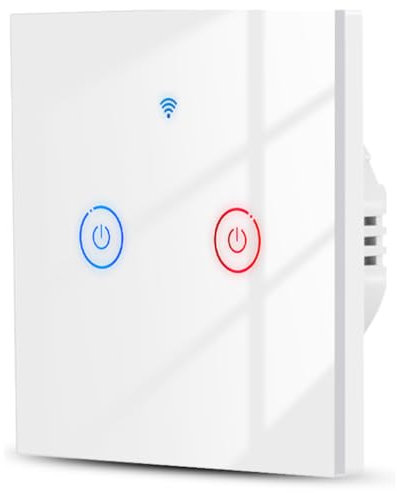 Acmerota Interruptor de luz táctil inteligente WiFi 2 Gang blanco, sin neutro+tiene neutro método de cableado dual funciona para Alexa/Google Home. Mando a distancia