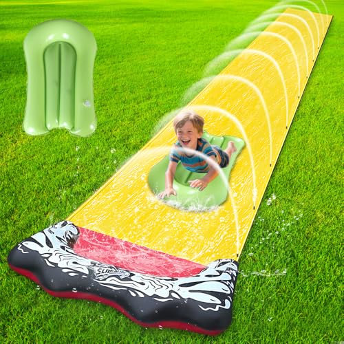 HOVCEH Wasserrutsche Kinder DraußEn, 480 * 70cm Wasserrutsche Aufblasbare mit Bodyboards, Wasser Rutsche, WasserrutscheGarten für Kinder, Wasser Rutsche, Single Water Slide für Garten und Outdoor