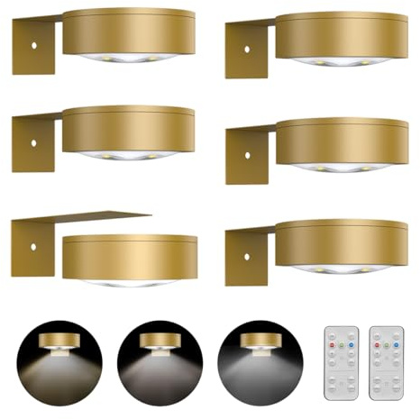 6-Pack Battery Operated Picture Light Magnetic Painting Light with 3 Lighting Modes,Remote and Dimmable Timer Art Display Light for Picture Artworking Frame Portrait,Wireless Wall Decor Puck Lights