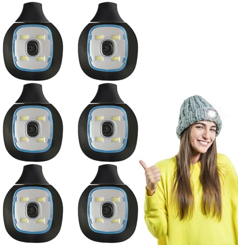 Behogan 6 Stück LED Ersatzlicht für Mütze, Wasserdichte Lichtlampe, Wiederaufladbare USB Ersatz Lampe, Weißes Licht