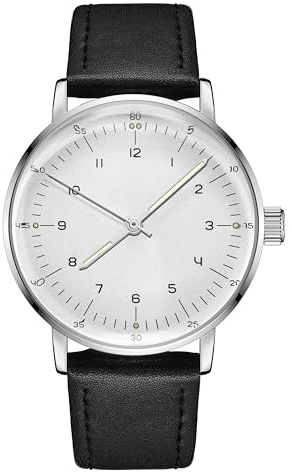 Boyarca Orologio meccanico vintage con vetro curvo e cassa da 40 mm, orologio meccanico casual e minimalista a carica manuale, per uomo e donna, cinghia