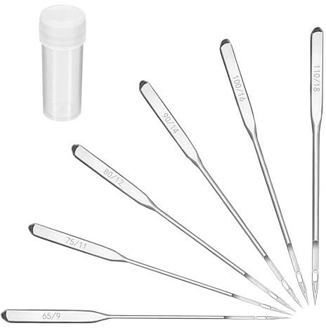 Diffaxy Lot de 60 aiguilles pour machine à coudre en 6 tailles : 65/9,75/11,80/12,90/14,100/16 et 110/18 aiguilles universelles pour machine à coudre domestique
