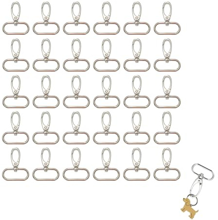 30 Piezas Llaveros en D, Mosquetones Giratorios de Metal con Anillas en D para Llaveros, Cierre Giratorio de 360°, Mosquetones para Bolsos, para Correas, Bolsos, Artesanía y Collares