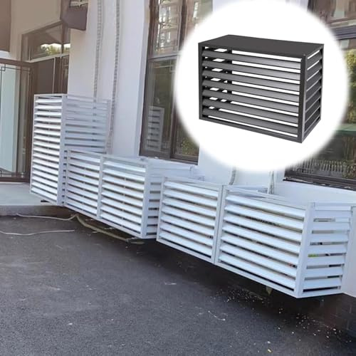 CHENWMZ Outdoor Air Conditioner Cover Privacy Fence All Weather Anti-Theft Heavy Duty Aluminum Air Conditioner Cover Freestanding Room Divider with Slats Barrier Fence for Pool Equipment Brown