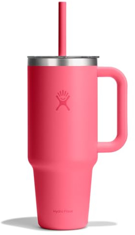 Hydro Flask 40 Oz Clear Lid Travel Tumbler with Straw and Handle - Insulated Stainless Steel in 40 Oz Popstar Pink