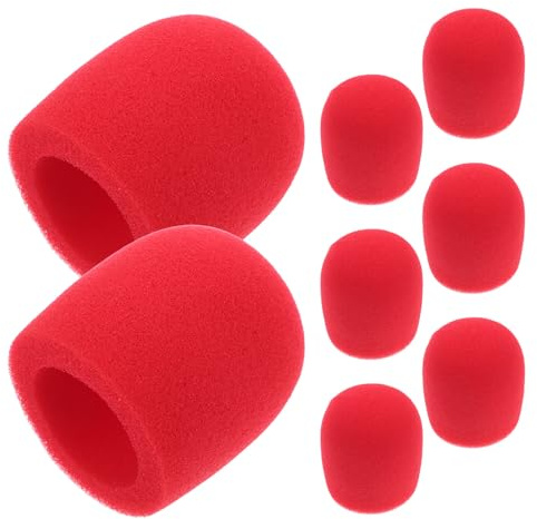 YARNOW 8 Fundas de Esponja Roja para Micrófono, Filtro Antiviento y Antipop, Reutilizables, Cubiertas Protectoras para Micrófonos de Karaoke y Uso Doméstico, Paquete de 8 Piezas