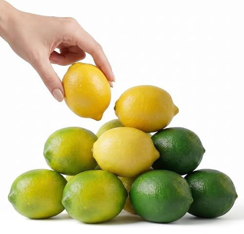 12 Pcs Artificial Lemons Set with 3 Natural Tones - Realistic Fake Fruit for Fruit Shop Display, Milk Tea Shop Decor, Bakery Props, Photography Backgrounds, Kitchen Table Centerpiece and Bowl Filler