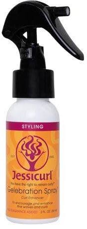 Jessicurl Spray gelebrante, senza profumo aggiunto, 2 Fl oz. Rinforzatore per ricci per capelli fini con estratto di semi di lino, Styler per ricci per capelli mossi, Prodotti per capelli ricci