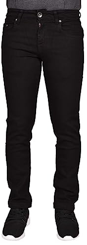 True Face Mens Jeans Slim Fit Stretch Trousers Denim Pants Cotton Bottoms Zip Fly 5 Pockets Western Casual Wear TrueFace 022 Black 34S (34 Waist, 30 Inside Leg)