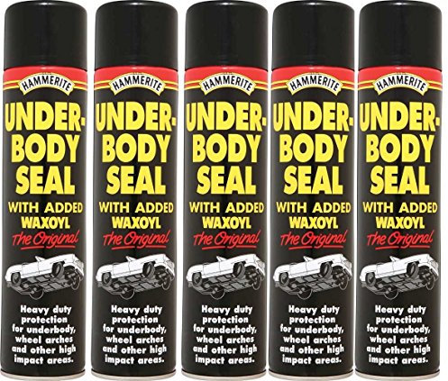 5x Black Underbody Seal Aerosol With Waxoyl 600ml Hammerite Underseal