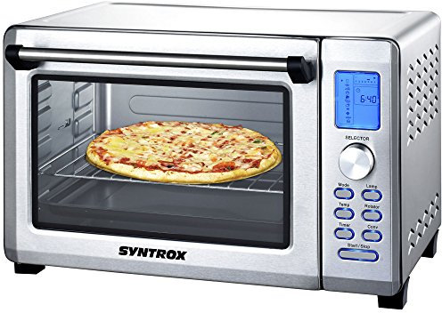 Syntrox Germany Minihorno digital de acero inoxidable con recirculación y pincho giratorio, 38 litros