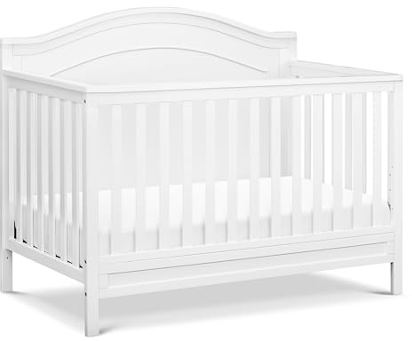 Davinci Charlie 4-in-1 Convertible Crib - GREENGUARD Gold Certified - Converts from Baby Crib to Toddler Bed, Daybed, and Full-Size Bed Effortlessly - 4 Adjustable Heights - Wooden White Baby Bed