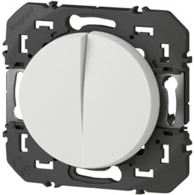 Legrand 600002 Double interrupteur ou va-et-vient dooxie, 10AX, 250V~, finition blanc