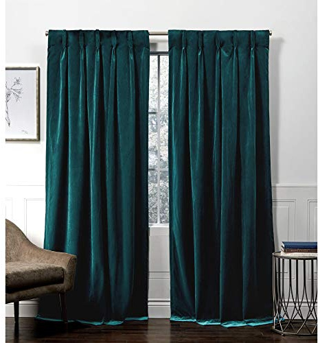 Exclusive Home Curtains Velvet Hidden Tab Top Curtain Panel, 52x96, Teal, 2 Panels