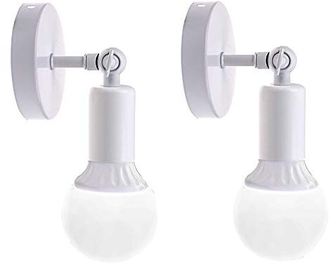 Chao Zan Led Lampada da parete in ferro,E27 Portalampada Luce a muro moderna,confezione da 2,bianca