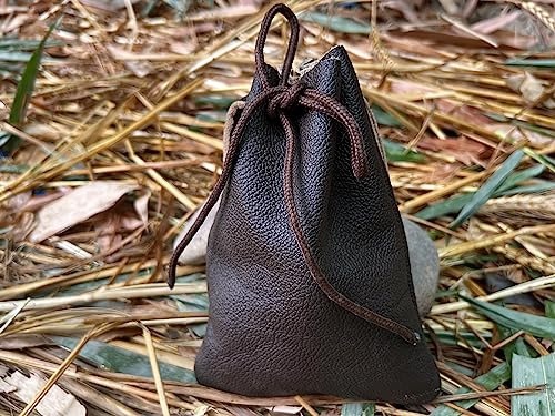 Hulara-Genuine Cowhide Leather Drawstring Shell Pouch Shotgun Ammo Storage Pouch Rifle Ammunition Ammo Shell Bag Rifle Cartridge Holder Leather Ammo Bag for Shotgun Shells (Double Loop Black)