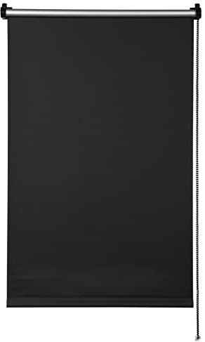 Deco Company Thermo-Rollo ohne Bohren mit Thermo-Rückseite, Klemm-Montage, Höchste Lichtreflektion, Energiesparend, Lichtundurchlässig, Alle Montage-Teile inklusive, Schwarz, 60 x 150 cm