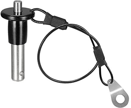 sourcing map Goupilles de verrouillage à bille, poignée en acier inoxydable 304, goupille de verrouillage à bouton-poussoir à dégagement rapide avec fil de 24 cm (8 mm-16 mm)