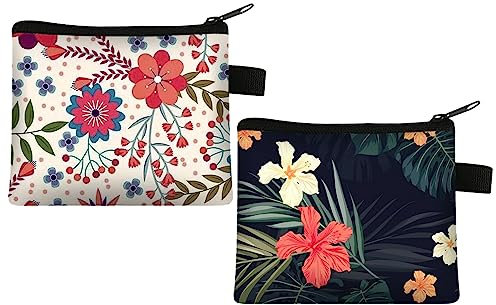 LdawyDE 2 Stück Geldbeutel Täschchen mit Reißverschluss Münzbeutel Kosmetiktasche Schlüsseltasche Segeltuch Klein Schminktasche Kosmetikbeutel Münztaschen für Frauen und Mädchen