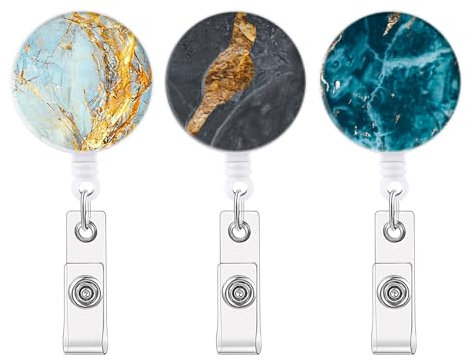 Amabro 3 Clips De Carrete Retráctiles De Mármol, Llavero Retractil Extensible Defensa Personal Llavero Antiperdida Llavero Extensible Porta Tarjetas Colgante Enfermera, 560051_1_5UCY04SBN