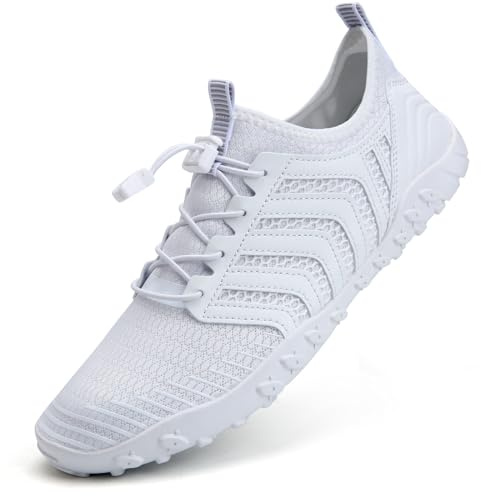 Mabove Water Shoes Womens Mens Quick Dry Beach Shoes for Swimming Pool Snorkeling Diving Kayaking Sailing Lake(White,V011,10.5 UK,45 EU)