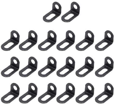 20-pack hörnfäste, 31 x 18 x 20 mm rostfritt stål L-formade 90 graders hörnfästen, rät vinkelfäste för trämöbler fixering (svart)
