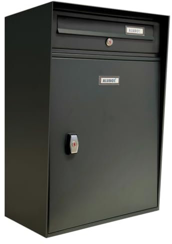 ALUBOX MODULAR LP Cassetta Posta Con Vano Portapacchi Cassetta Postale Singola 63X39X30 Cm Formato Rivista A4 Cassetta Postale Da Esterno Sportello In Alluminio Sistema Anti Prelievo (ANTRACITE)