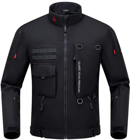IRON JIA’S Chaqueta de Moto Hombre Mujer Todas las Estaciones con Hombreras y Coderas CE, Forro Extraíble, Protección Cortavientos para Motocicleta Negro L