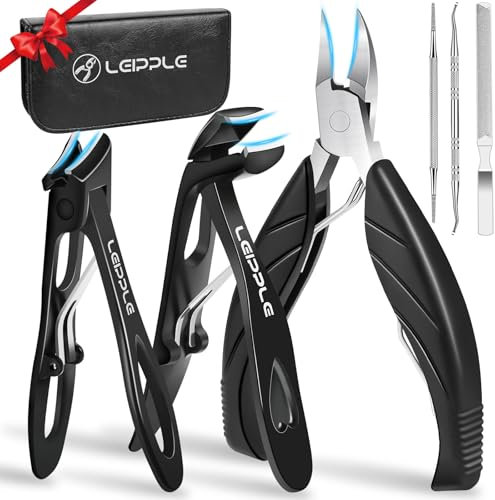 Toenail Clippers for Thick & Ingrown Nails, Professional Nail Clipper Set with Pedicure Tool, Super Sharp Fingernail Cutter with Catcher, Podiatrist Toe Nail Clippers Kit for Seniors, Men & Women