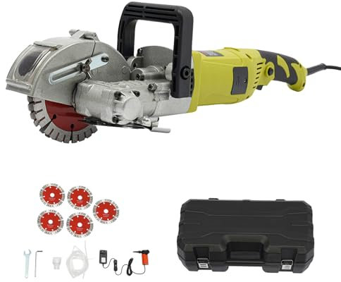 ACROSSPART Mauernutfräse 4000W 6500 U/min, Elektrischer Schlitzfräse Mauernutfräse mit Werkzeugkoffer und 5* Sägeblätter,﻿Einstellbare Tiefe Und Breite, 37 mm Tiefe, 33 mm Breite