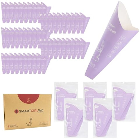 EVE 50 Coni per Pipì Donna USA e Getta – Orinatoio Portatile Femminile in Cartoncino Compostabile BPA Free, Igienico e Facile da Usare in Viaggio