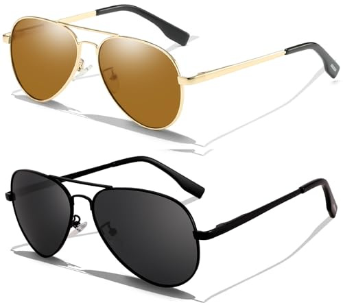 LOJUDI Polarised Kids Pilot Sunglasses - Boys Girls Childrens Sunglasses Mirror Metal Frame for UV400 Protection-Black/Grey+Gold/Brown