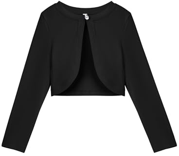 Arshiner Girls Bolero Kids Long Sleeve Cotton Shrug Cardigan with Button | Crewneck,Knitted Jacket Cropped,Open Front,Communion,Flowergirls,5-13 Years
